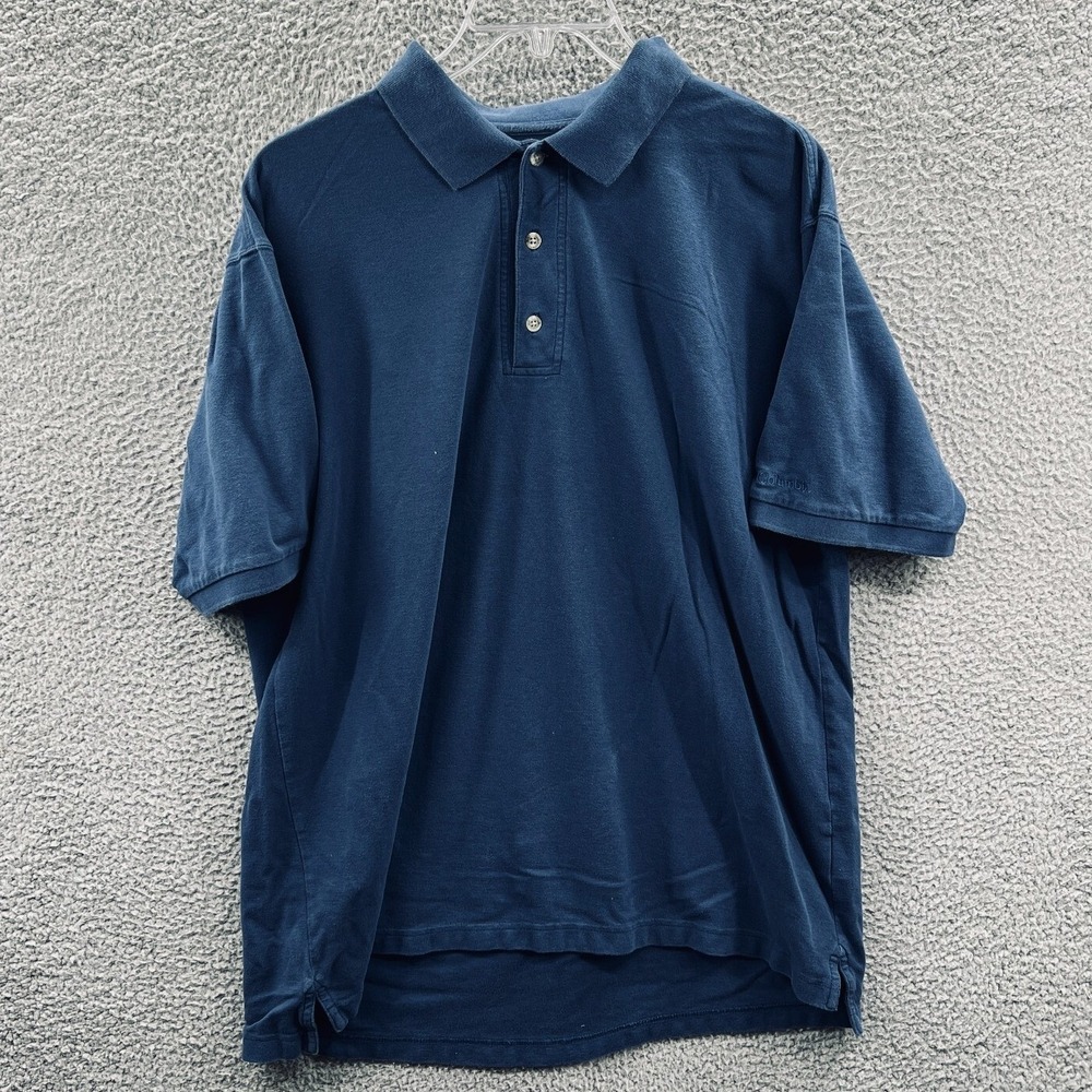 Columbia Mens Polo Shirt XXL Navy Cotton Gorpcore Casual Outdoor Hiking Relaxed